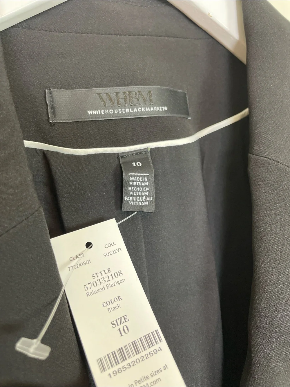 WHBM Black Relaxed Blazigan Open Front Blazer Jacket NWT Sz 10